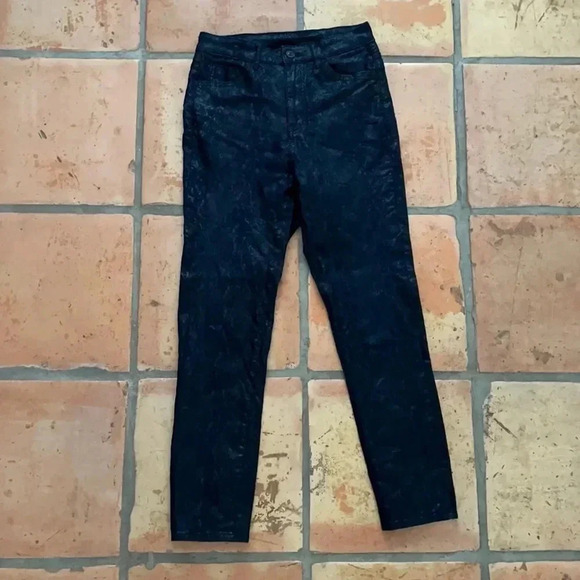 🔷 H&M High Rise Skinny Ankle Black & Blue Snakeskin Denim Jeans - Picture 2 of 8